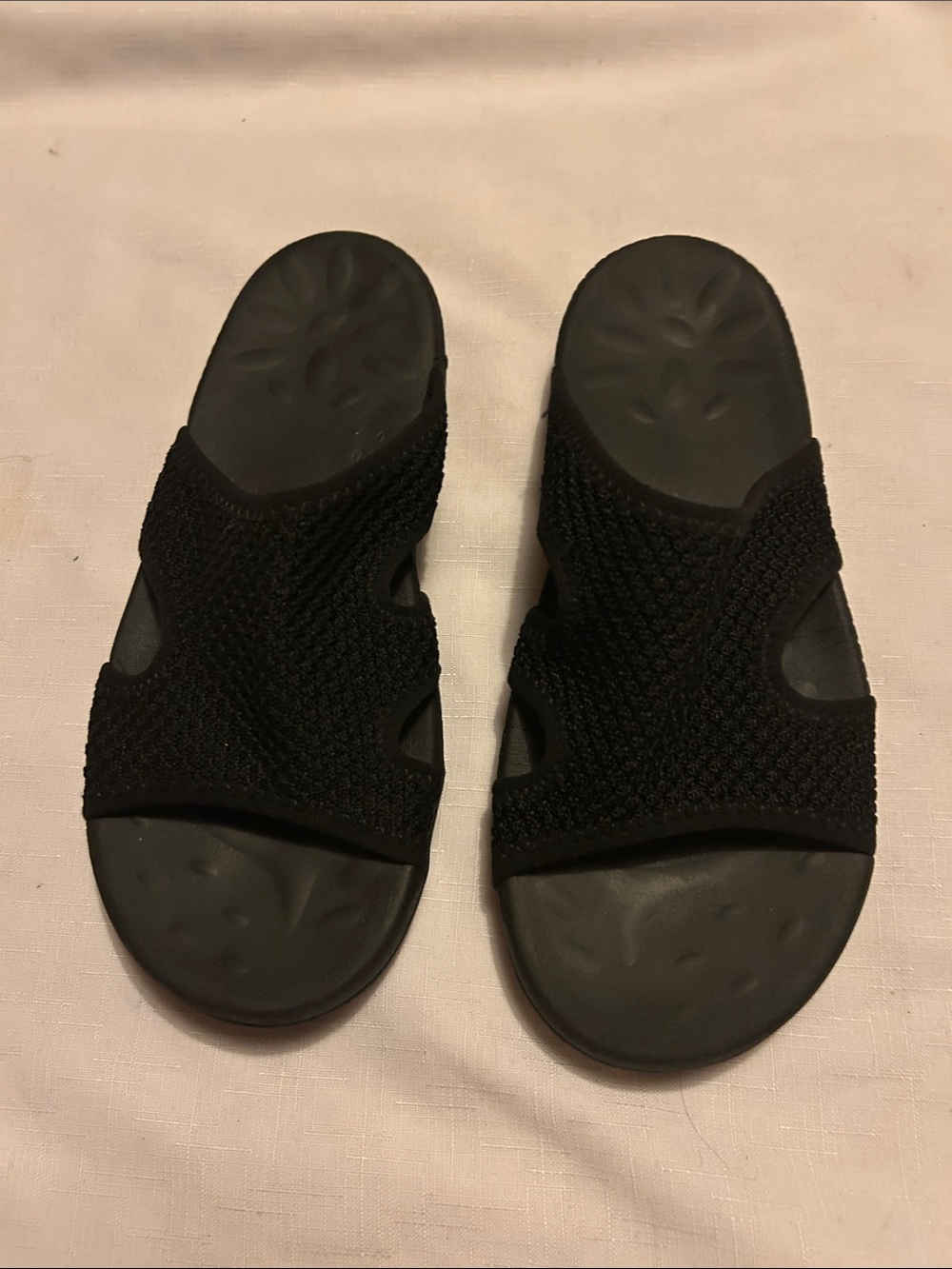 Women's Black Knit Slide Sandals